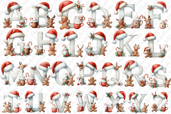 Christmas Alphabet Reindeer Bundles: Festive Illustrations
