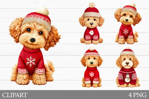 Christmas Dog Clipart: Festive Illustrations for Branding
