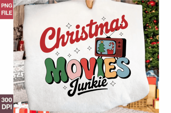 Christmas Movies Junkie PNG Design for Illustrations