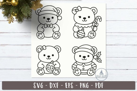 Christmas Teddy Bear SVG Clipart Design: Illustrations
