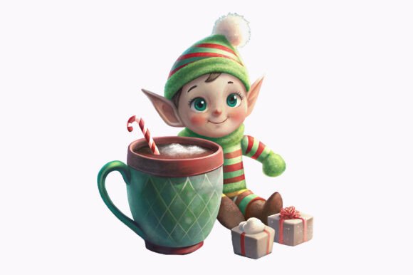 Coffee and Baby Christmas PNG: Festive Illustrations