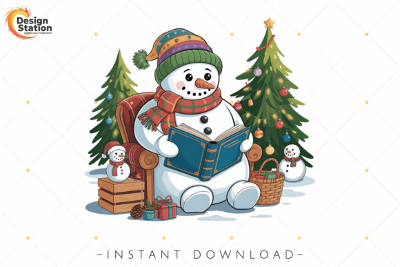 Cozy Reading Snowman Christmas PNG: Illustrations Review