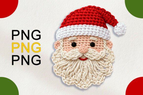 Crochet Yarn Santa PNG: Festive Illustrations