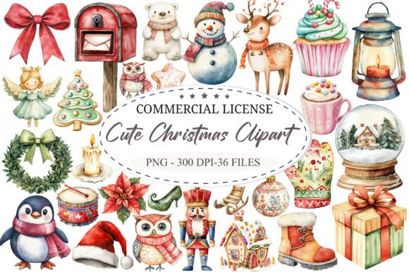 Cute Christmas Clipart: Festive Illustrations