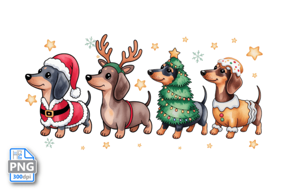 Dachshund Christmas PNG: Festive Illustrations