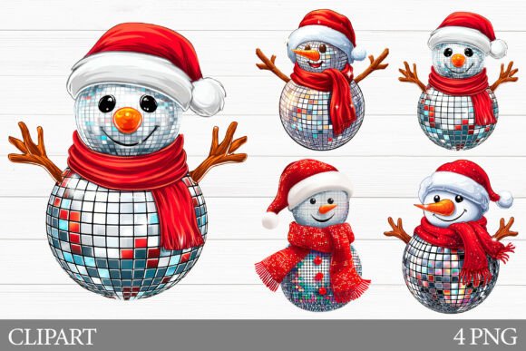 Disco Snowman Clipart: Bold Illustrations