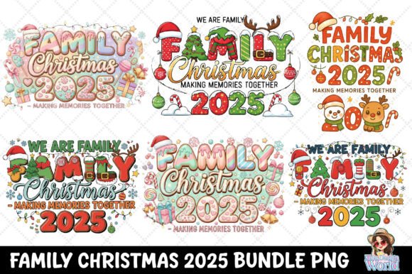 Family Christmas 2025 Bundle PNG: Illustrations for Bloggers