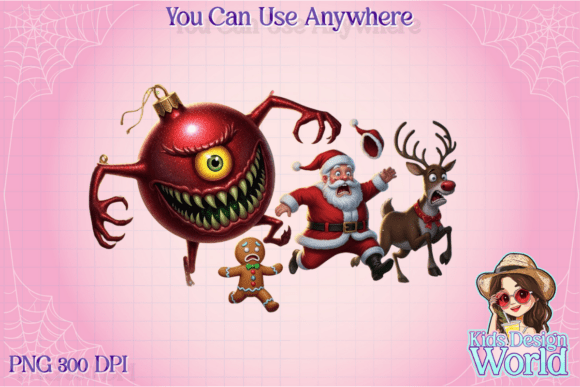 Funny Christmas Ornament Monster PNG: Festive Illustrations
