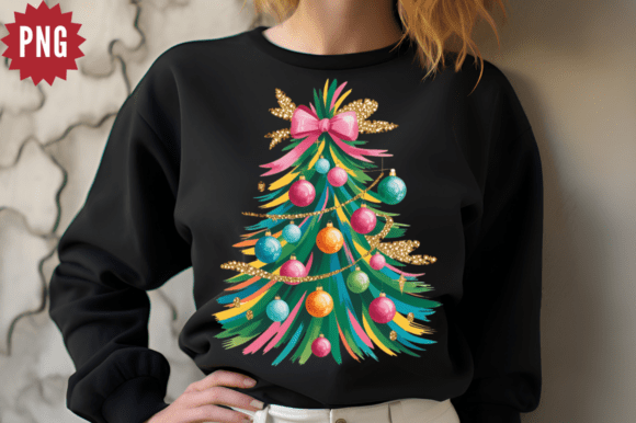 Glitter Brushstroke Tree: Festive Illustrations
