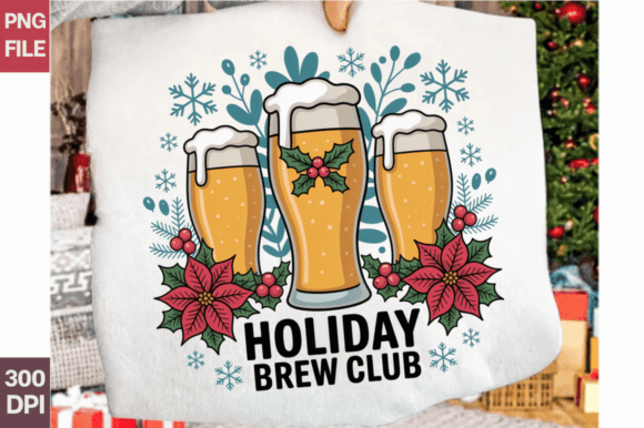 Holiday Brew Club Beer Christmas PNG: Festive Illustrations