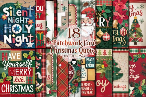 Patchwork Christmas Card Quotes Bundle: Illustrations Review