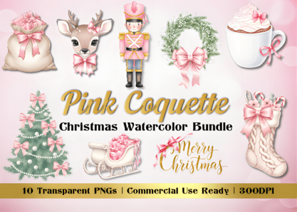 Pink Coquette Christmas Watercolor PNGs Review
