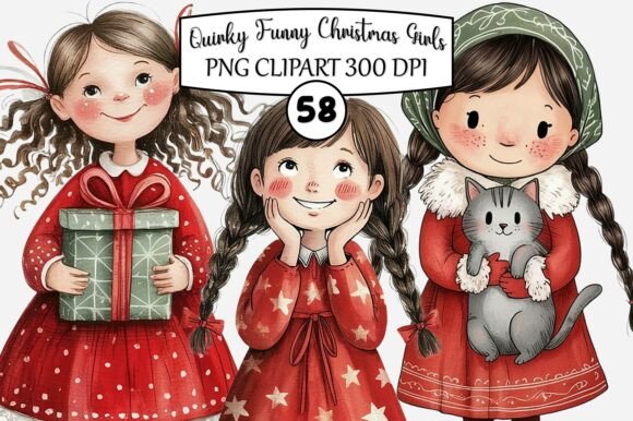 Quirky Funny Christmas Girls Clipart & Illustrations Review