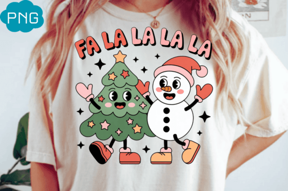 Retro Christmas Sublimation Fa La La Png: Branding Illustrations