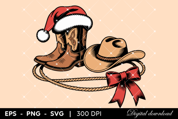 Review: Christmas Cowboy Boots and Hat Illustrations