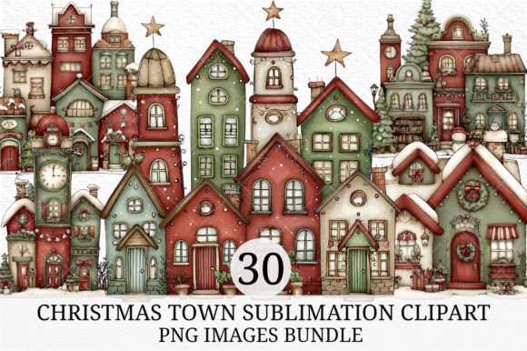 Reviewing Christmas Town Sublimation Clipart for Illustrations
