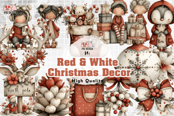 Reviewing Red White Christmas Decor Clipart PNG for Stitching