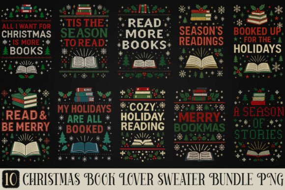 Reviewing the Christmas Book Lover Sweater Bundle PNG