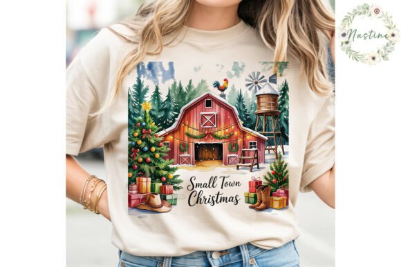 Small Town Christmas Barn PNG Clipart & Illustrations