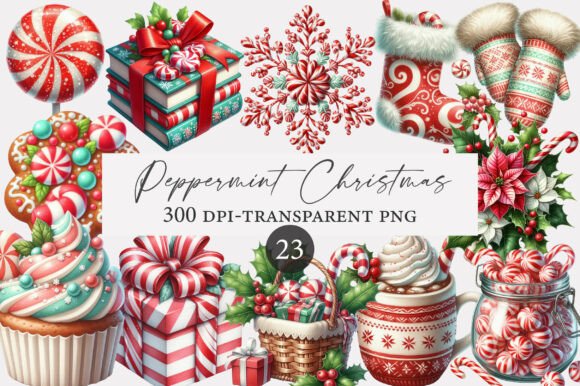 Watercolor Peppermint Christmas Illustrations Review