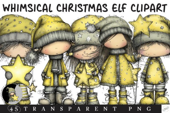 Whimsical Holiday Elf Clipart for Illustrations