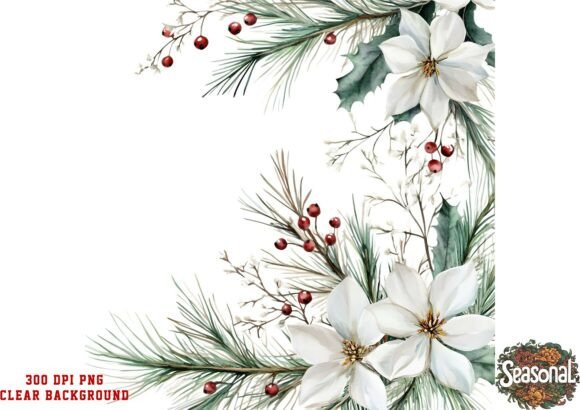 White Magnolia Christmas Bouquet PNG: Elegant Illustrations