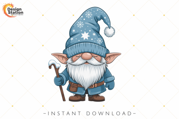 Winter Blue Gnome Christmas PNG: Illustrations for Crafters